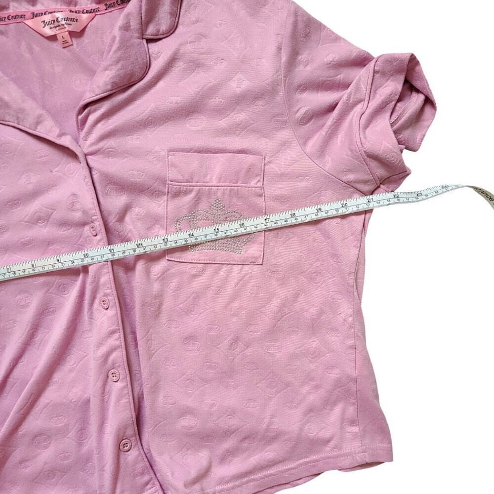 Juicy Couture Pink Pajama Set Womens Large Pants Collard Shirt Fall Winter Pjs - Picture 16 of 16